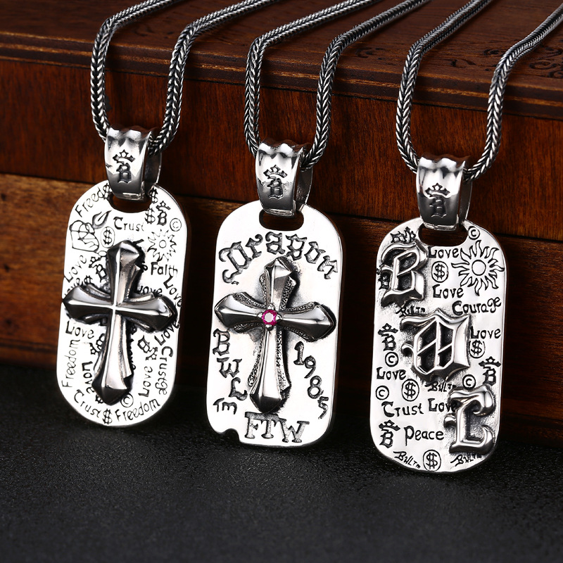 Vintage Fashion Tags - 925 sterling silver necklace pendant, men's