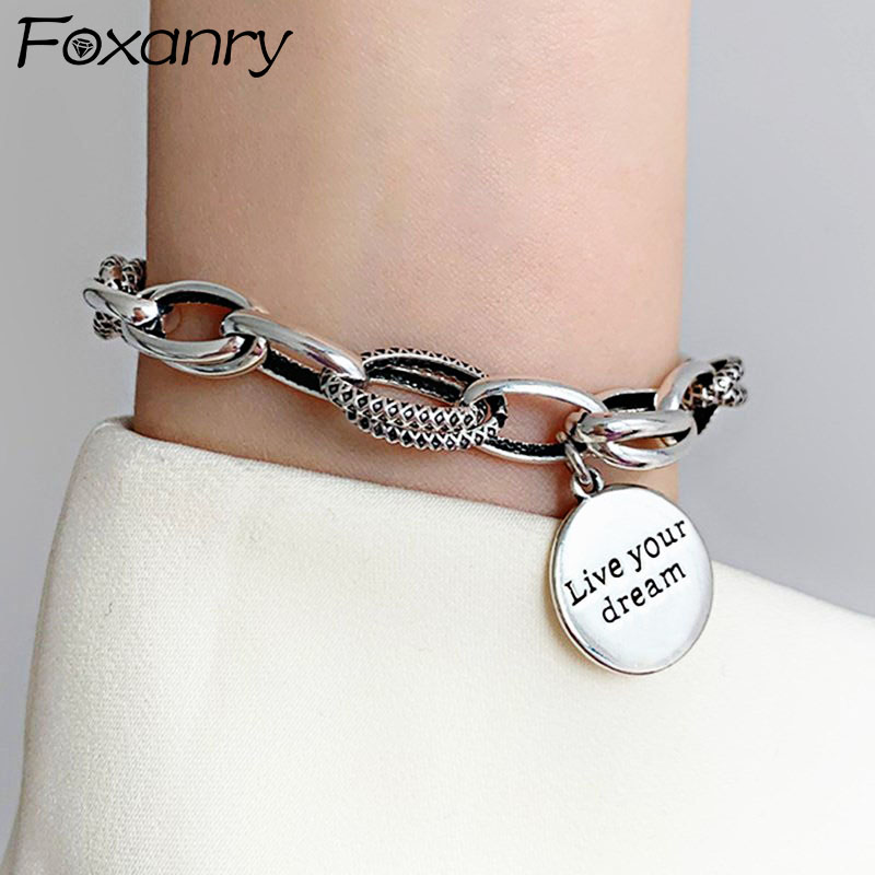 Vintage Fashion Tags - Foxanry Màu Bạc Dày Dây Chuyền