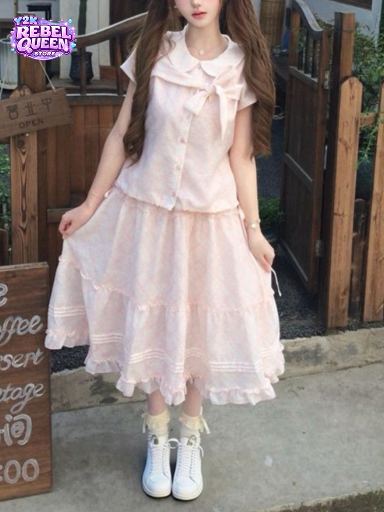 Vintage Fashion Outfit - Japanese Vintage Sweet Bow Peter Pan