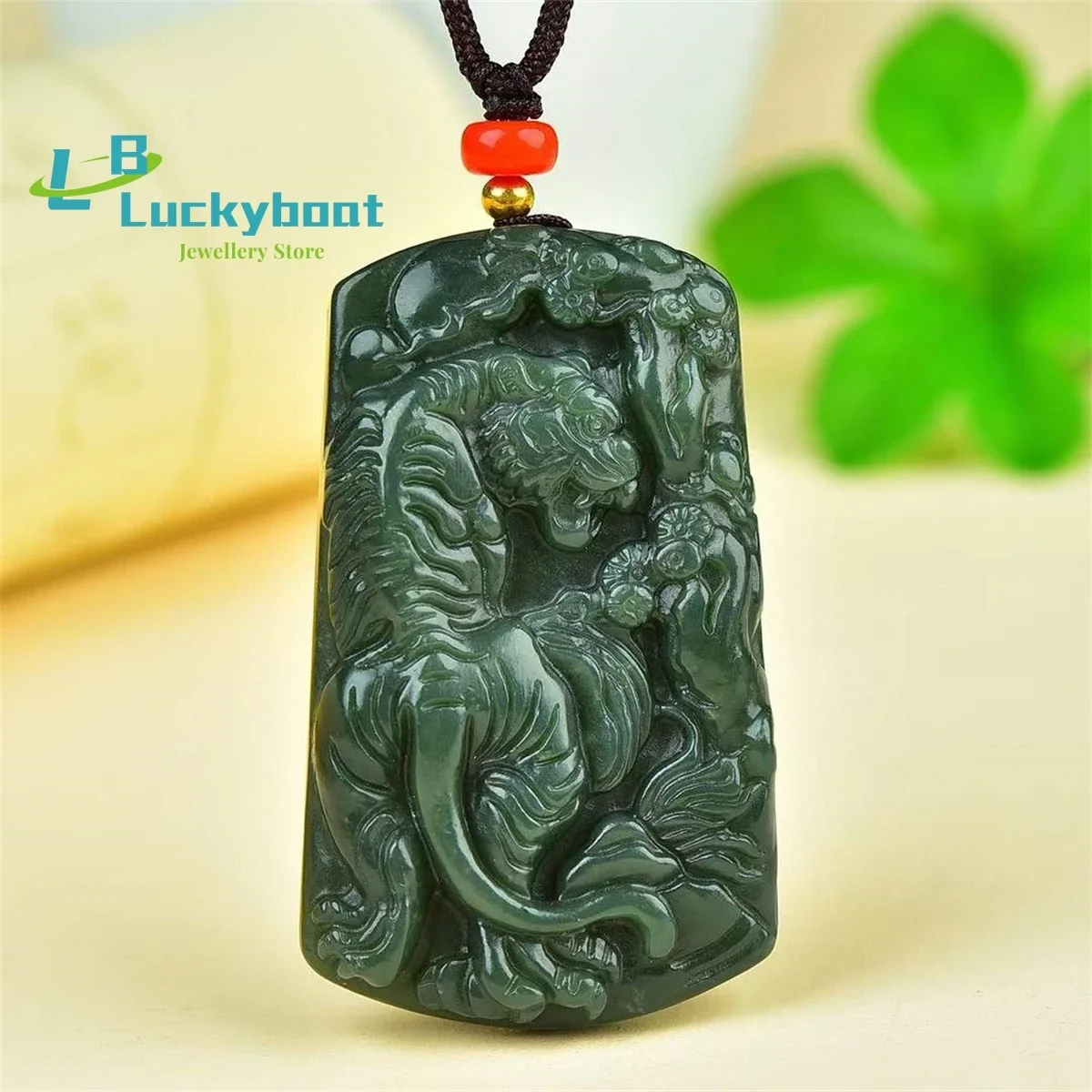 Vintage Fashion Tags - Natural Hetian Qingyu Zodiac Tiger Tag