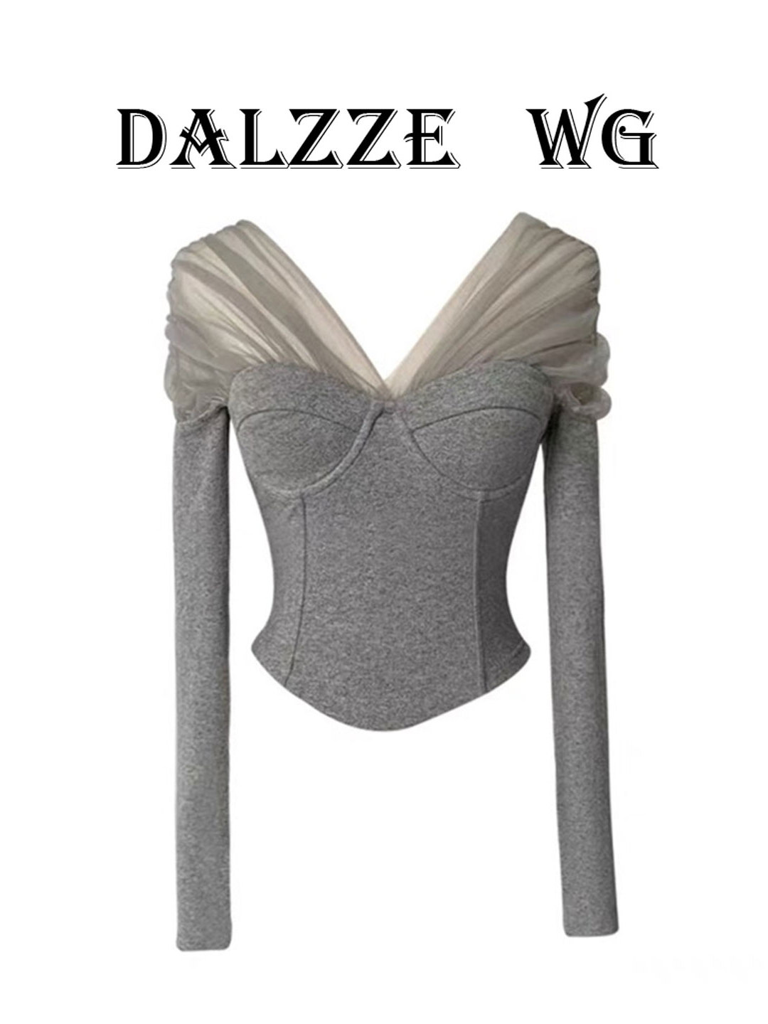 Women Grey GothicT-shirt Haraj - đánh giá và giá Turtleneck Knit 90S