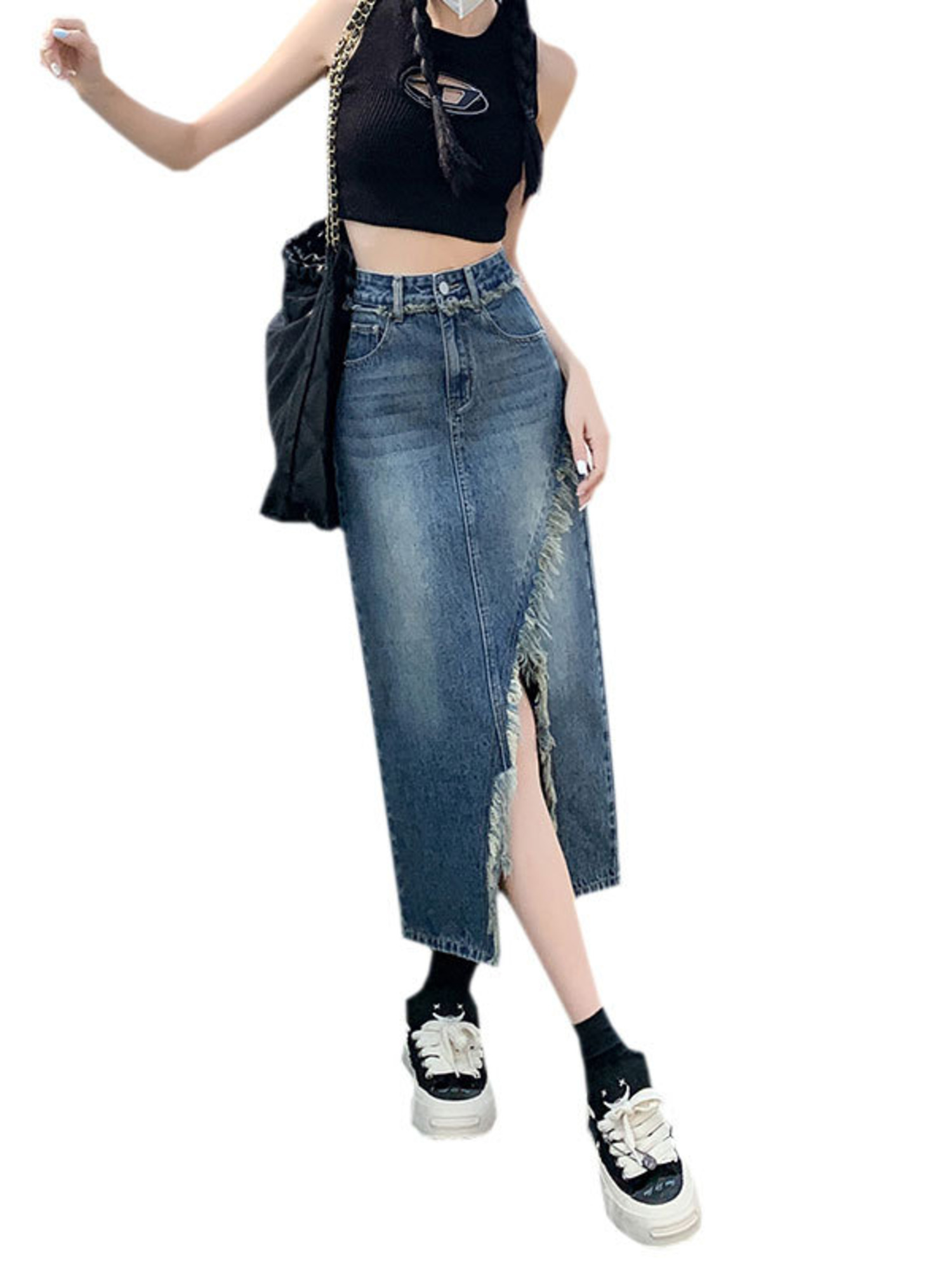 Women's High Waist Denim Skirt - đánh giá và giá Vintage Y2K