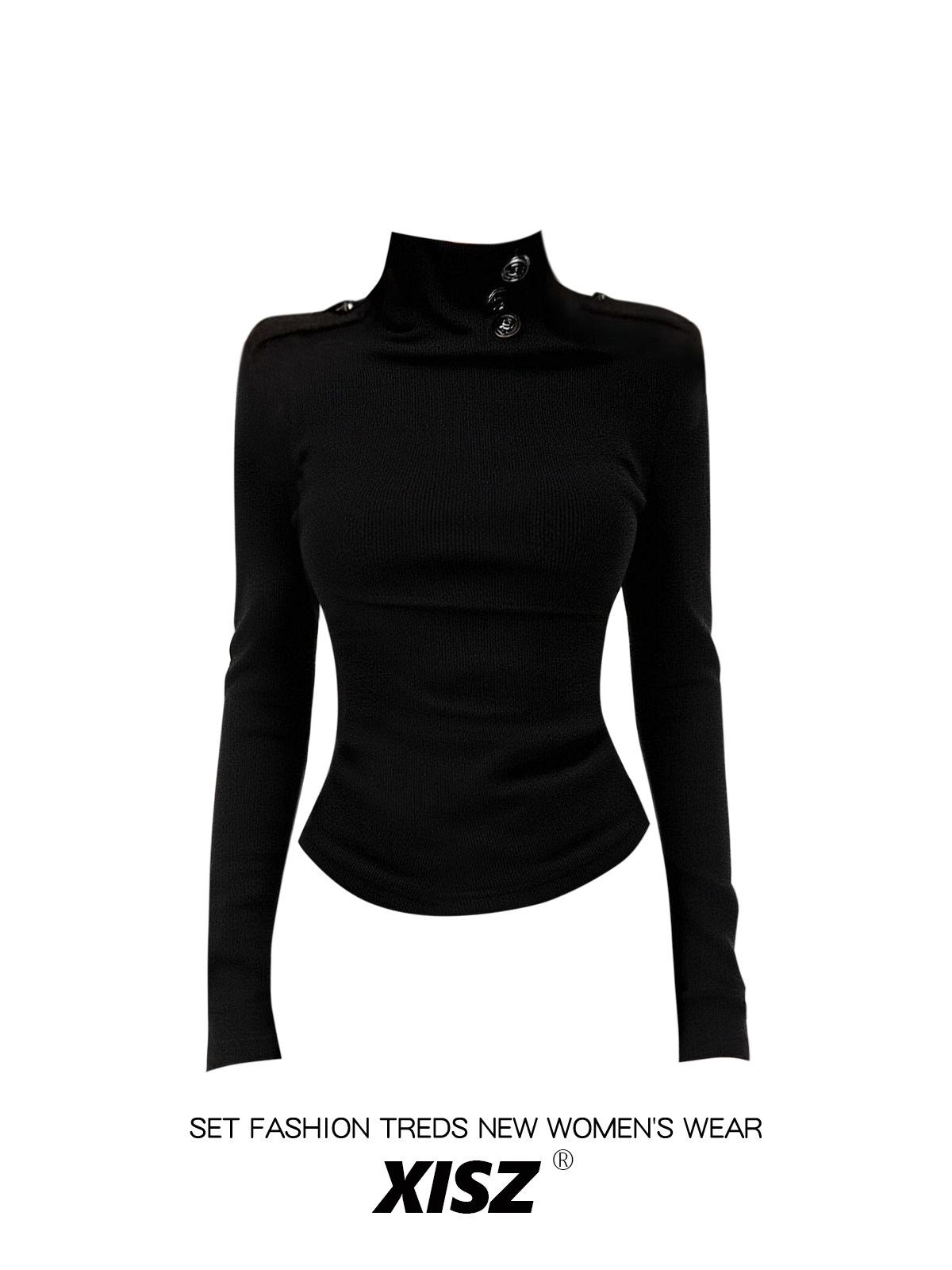 Women Black GothicT-shirt Hara - đánh giá và giá Turtleneck Knit 90S