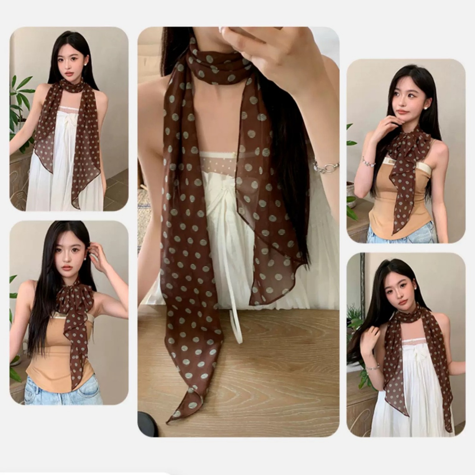 Vintage Polka Dot Chiffon Scar - đánh giá và giá Vintage Fashion Outfit