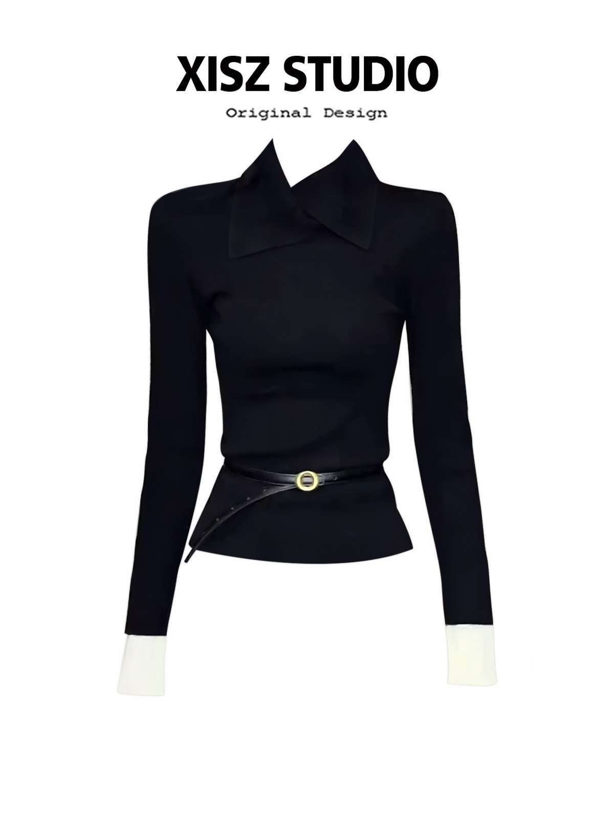 Women Black GothicT-shirt Hara - đánh giá và giá Turtleneck Knit 90S