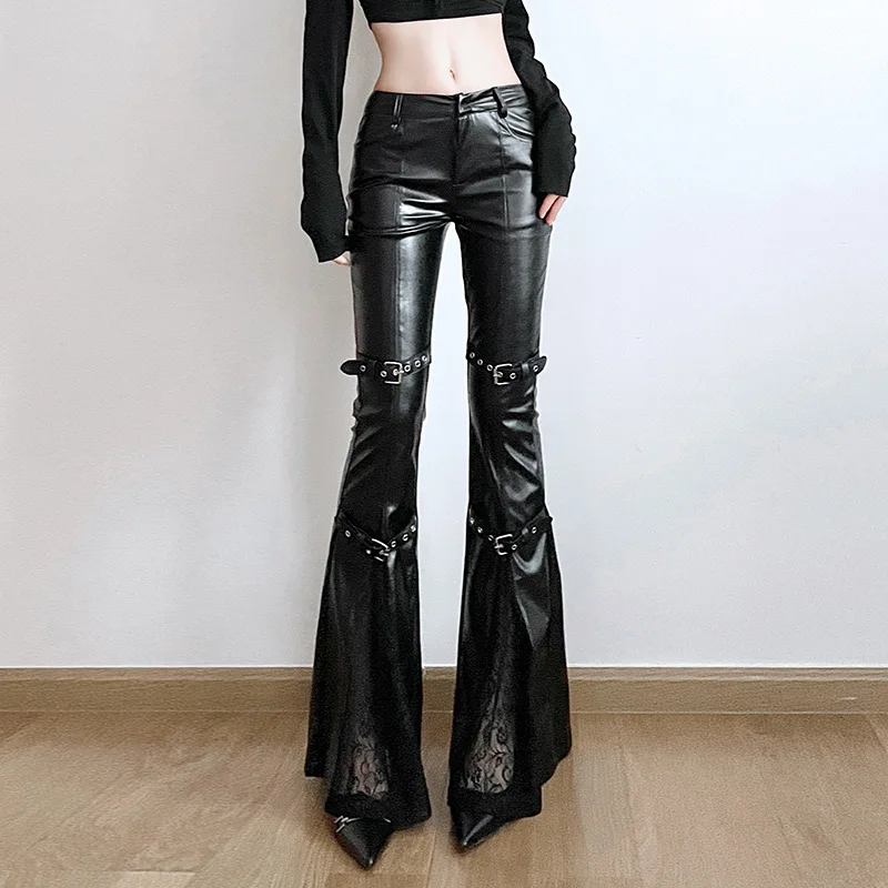 Women's PU Leather Flare Pants - đánh giá và giá Vintage Y2K